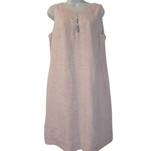 Island Company 100% linen Castaway Shift dress pink sands /white size L